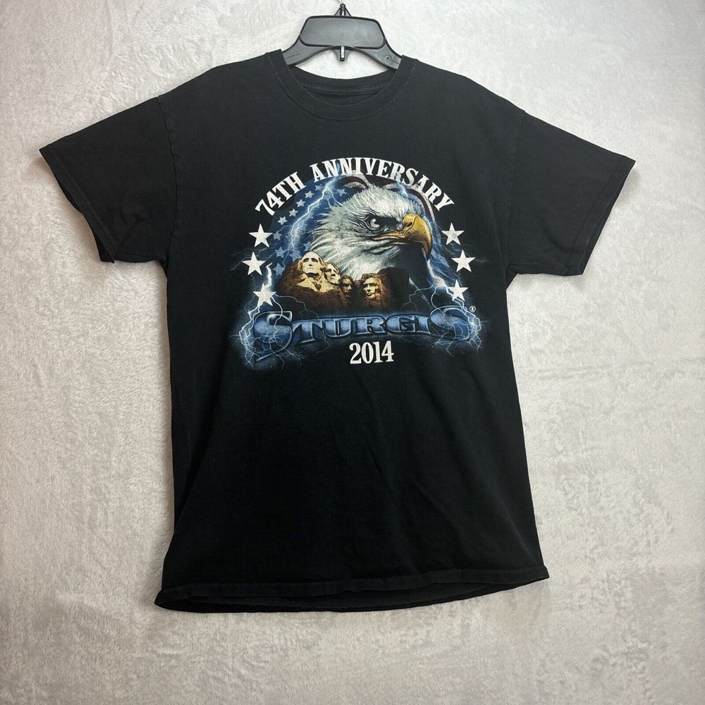 Sturgis Black Hills Rally 2014 74th Anniversary T-Shirt Double Side Sz Small